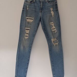 7 For All Mankind Light Blue Distressed Skinny Jeans